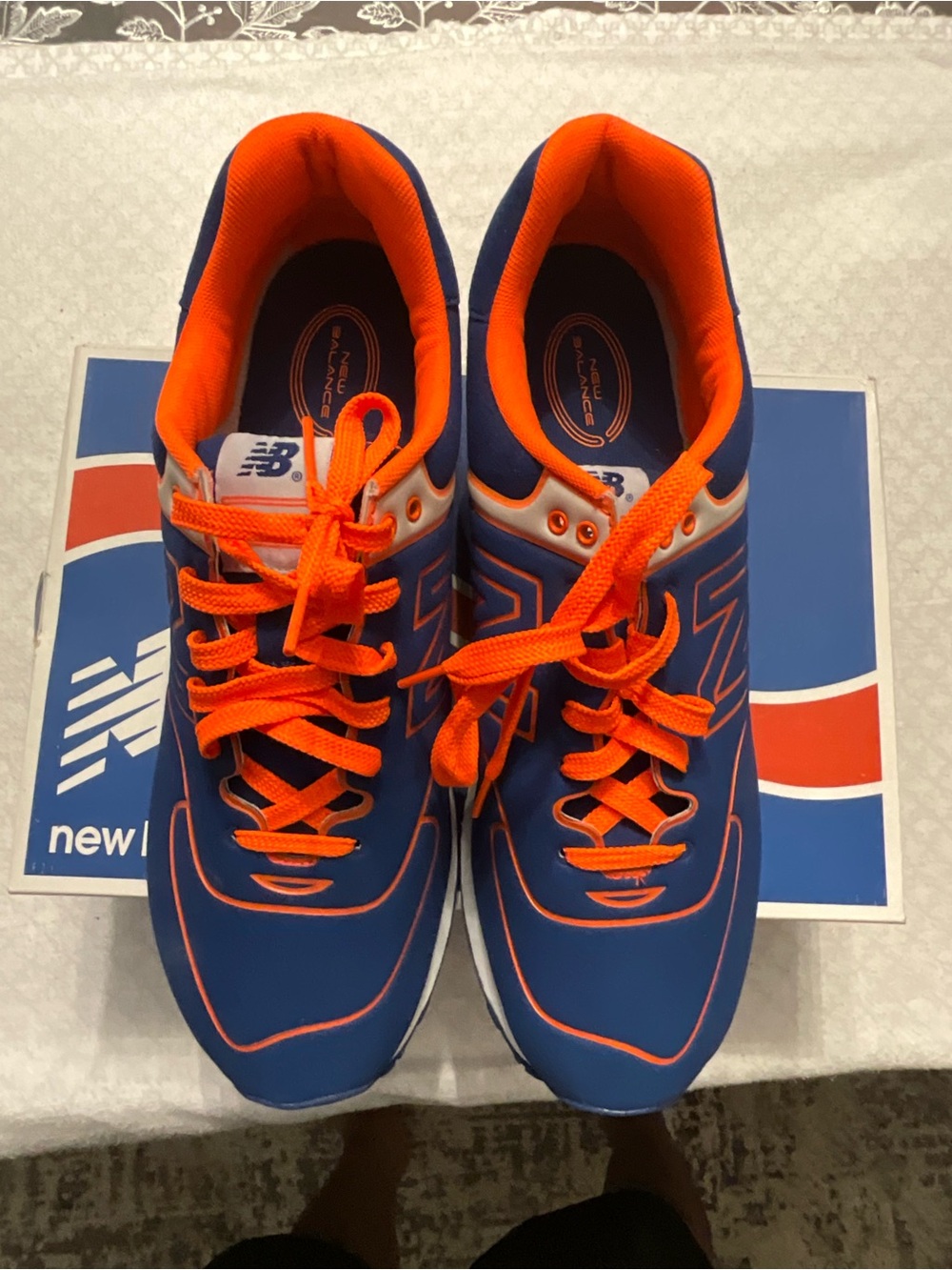 New Balance Kids Navy Blue & Bright Orange Sneakers